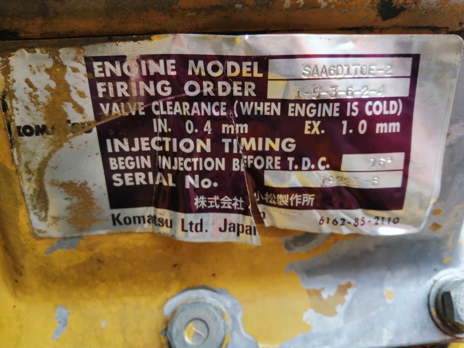 MOTOR TERMICO KOMATSU SAA6D170E-2